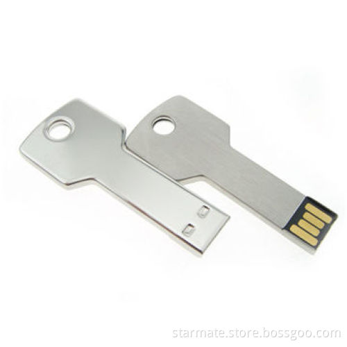 Key-shaped Promotional USB Flash Drive with Stainless Steel Housing and Plug-and-play Function